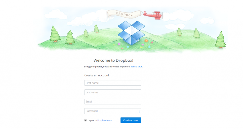 Sign up to Dropbox