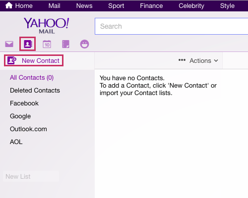 Adding contact to Yahoo